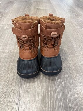 London Fog Brown and Black Kids' Insulated Rain & Snow Boots